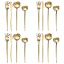 Aurum Gold Silverware Set | Satin Finish 16-Piece Stainless Steel Flatware Set | Dishwasher Safe Cutlery for Home, Restaurant &amp; Gifting