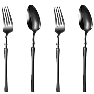 matte black korean vintage style 4-piece cutlery set  2 tablespoons amp 2 dinner forks 76834  durable stainless steel flatware for home restaurants amp gift giving
