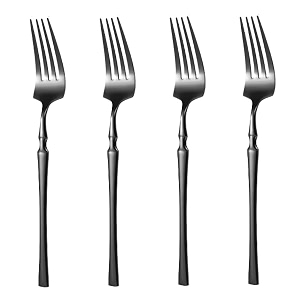 matte black silverware dinner forks set of 4  4-piece korean vintage style flatware fork set  dishwasher-safe stainless steel cutlery for home restaurant amp gift giving