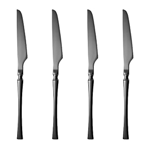 matte black silverware dinner knives set of 4  4-piece korean vintage style flatware steak knife set  dishwasher-safe stainless steel cutlery for home restaurant amp gift giving