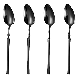 matte black silverware dinner spoons set of 4  4-piece korean vintage style flatware  dishwasher-safe stainless steel cutlery for home restaurant amp gift giving