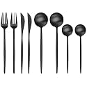 Matte Black Silverware Set | Satin Finish 8-Piece Stainless Steel Flatware Set | Dishwasher Safe Cutlery for Home, Restaurant &amp; Gifting