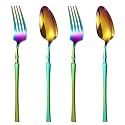 Rainbow Korean Vintage Style 4-Piece Cutlery Set | 2 Tablespoons &amp; 2 Dinner Forks (7.68") | Durable Stainless Steel Flatware for Home, Restaurants &amp; Gift Giving