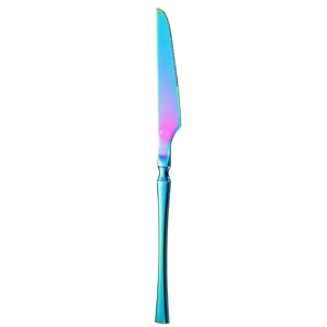 rainbow silverware dinner knives set of 1  1-piece korean vintage style flatware steak knife set  dishwasher-safe stainless steel cutlery for home restaurant amp gift giving