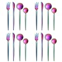Rainbow Silverware Set | Satin Finish 16-Piece Stainless Steel Flatware Set | Dishwasher Safe Cutlery for Home, Restaurant &amp; Gifting