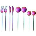Rainbow Silverware Set | Satin Finish 8-Piece Stainless Steel Flatware Set | Dishwasher Safe Cutlery for Home, Restaurant &amp; Gifting