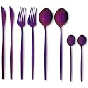 Raspberry Purple Silverware Set | Satin Finish 8-Piece Stainless Steel Flatware Set | Dishwasher Safe Cutlery for Home, Restaurant &amp; Gifting