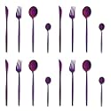 Raspberry Purple Silverware Set | Satin Finish 16-Piece Stainless Steel Flatware Set | Dishwasher Safe Cutlery for Home, Restaurant &amp; Gifting