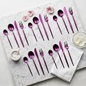 Raspberry Purple Silverware Set | Satin Finish 20-Piece Stainless Steel Flatware Set | Dishwasher Safe Cutlery for Home, Restaurant &amp; Gifting