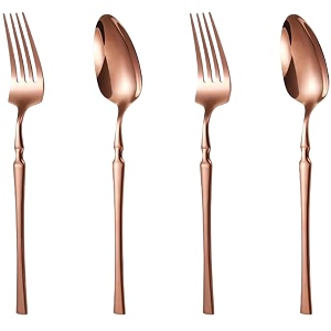 rosegold korean vintage style 4-piece cutlery set  2 tablespoons amp 2 dinner forks 76834  durable stainless steel flatware for home restaurants amp gift giving