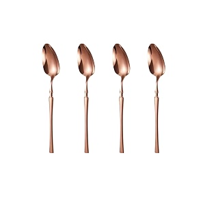 rosegold silverware dessert spoons set of 4  4-piece korean vintage style flatware ice cream spoon set  dishwasher-safe stainless steel cutlery for home restaurant amp gift giving