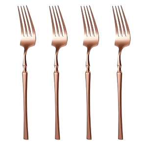 rosegold silverware dinner forks set of 4  4-piece korean vintage style flatware fork set  dishwasher-safe stainless steel cutlery for home restaurant amp gift giving