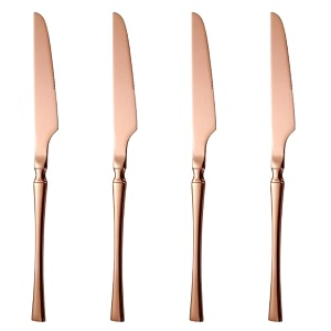 rosegold silverware dinner knives set of 4  4-piece korean vintage style flatware steak knife set  dishwasher-safe stainless steel cutlery for home restaurant amp gift giving