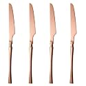 Rosegold Silverware Dinner Knives Set of 4 | 4-Piece Korean Vintage Style Flatware Steak Knife Set | Dishwasher-Safe Stainless Steel Cutlery for Home, Restaurant &amp; Gift Giving