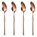 Rosegold Silverware Dinner Spoons Set of 4 | 4-Piece Korean Vintage Style Flatware | Dishwasher-Safe Stainless Steel Cutlery for Home, Restaurant &amp; Gift Giving