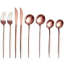 Rosegold Silverware Set | Satin Finish 8-Piece Stainless Steel Flatware Set | Dishwasher Safe Cutlery for Home, Restaurant &amp; Gifting