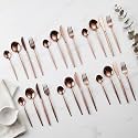 Rosegold Silverware Set | Satin Finish 24-Piece Stainless Steel Flatware Set | Dishwasher Safe Cutlery for Home, Restaurant &amp; Gifting