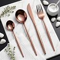 Rosegold Silverware Set | Satin Finish 4-Piece Stainless Steel Flatware Set | Dishwasher Safe Cutlery for Home, Restaurant &amp; Gifting