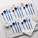 Sapphire Blue Silverware Set | Satin Finish 20-Piece Stainless Steel Flatware Set | Dishwasher Safe Cutlery for Home, Restaurant &amp; Gifting