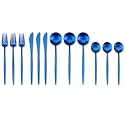 Sapphire Blue Silverware Set | Satin Finish 12-Piece Stainless Steel Flatware Set | Dishwasher Safe Cutlery for Home, Restaurant &amp; Gifting