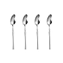 Sterling Silver Silverware Dessert Spoons Set of 4 | 4-Piece Korean Vintage Style Flatware Ice Cream Spoon Set | Dishwasher-Safe Stainless Steel Cutlery for Home, Restaurant &amp; Gift Giving