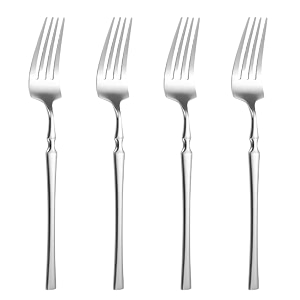sterling silver silverware dinner forks set of 4  4-piece korean vintage style flatware fork set  dishwasher-safe stainless steel cutlery for home restaurant amp gift giving