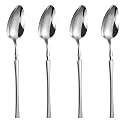 Sterling Silver Silverware Dinner Spoons Set of 4 | 4-Piece Korean Vintage Style Flatware | Dishwasher-Safe Stainless Steel Cutlery for Home, Restaurant &amp; Gift Giving