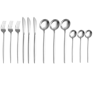 sterling silver silverware set  satin finish 12-piece stainless steel flatware set  dishwasher safe cutlery for home restaurant amp gifting