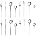 Matte Black Silverware Set | Satin Finish 16-Piece Stainless Steel Flatware Set | Dishwasher Safe Cutlery for Home, Restaurant &amp; Gifting