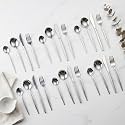 Sterling Silver Silverware Set | Satin Finish 24-Piece Stainless Steel Flatware Set | Dishwasher Safe Cutlery for Home, Restaurant &amp; Gifting