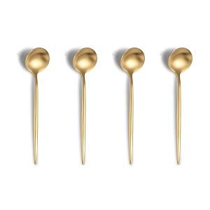 4-piece french style dessert spoon  stainless steel flatware ice-cream spoons set  elegant dishwasher-safe silverware cutlery set for home restaurants amp gifting aurum gold