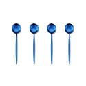 4-Piece French Style Dessert Spoon | Stainless Steel Flatware Ice-Cream Spoons Set | Elegant Dishwasher-Safe Silverware Cutlery Set for Home, Restaurants &amp; Gifting (Sapphire Blue)