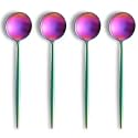 4-Piece French Style Dinner Spoons | Stainless Steel Flatware Spoon Set | Elegant Dishwasher-Safe Silverware Cutlery Set for Home, Restaurants &amp; Gifting (Rainbow)