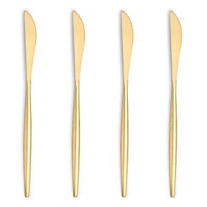 4-piece french style dinner knife  stainless steel flatware steak knives set  elegant dishwasher-safe silverware cutlery set for home restaurants amp gifting aurum gold
