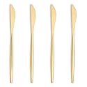 4-Piece French Style Dinner Knife | Stainless Steel Flatware Steak Knives Set | Elegant Dishwasher-Safe Silverware Cutlery Set for Home, Restaurants &amp; Gifting (Aurum Gold)