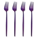 4-Piece French Style Dinner Fork | Stainless Steel Flatware Forks Set | Elegant Dishwasher-Safe Silverware Cutlery Set for Home, Restaurants &amp; Gifting (Raspberry Purple)