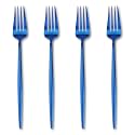 4-Piece French Style Dinner Fork | Stainless Steel Flatware Forks Set | Elegant Dishwasher-Safe Silverware Cutlery Set for Home, Restaurants &amp; Gifting (Sapphire Blue)