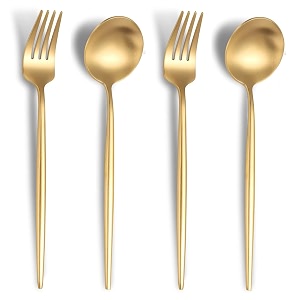 4-piece french style cutlery set  2 tablespoons amp 2 dinner forks stainless steel silverware tableware ideal for home restaurant and gifting aurum gold