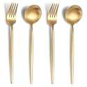 4-Piece French Style Cutlery Set – 2 Tablespoons &amp; 2 Dinner Forks, Stainless Steel Silverware Tableware, Ideal for Home, Restaurant, and Gifting (Aurum Gold)