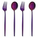 4-Piece French Style Cutlery Set – 2 Tablespoons &amp; 2 Dinner Forks, Stainless Steel Silverware Tableware, Ideal for Home, Restaurant, and Gifting (Raspberry Purple)