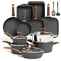 Kitchen Academy 17Pcs Pots and Pans Set, Black
