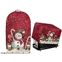 Kitchen Appliance Dust Covers 2 Pcs Stand Mixer Food Processor and Toaster Bread Maker Machine Dust Protector Covers with Drawstring Hem, Christmas Snowman