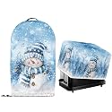 Kitchen Appliance Dust Covers with Drawstring Hem Sef of 2 Stand Mix Food Processort Blender Machine and Toaster Dust-proof Covers Christmas Cute Snowman Blue