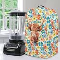 Kitchen Blender Dust Cover with Drawstring and Handle, Floral Highland Cow Print Dust Protection Easy to Clean Small Appliance Food Processor Coffee Maker Cover