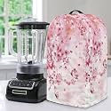 Kitchen Blender and Food Processor Dust Cover with Top Handle and Drawstring, Dust Protection Easy to Clean Small Appliance Coffee Juicer Maker Appliance Cover Pink Plum Blossom