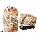 Kitchen Blender Stand Mixer Dust Cover with Drawstring Hem and Toaster Bread Maker Cover Kitchen Appliance Protector Thanksgiving Day Fall Leaf Cute Cat Print