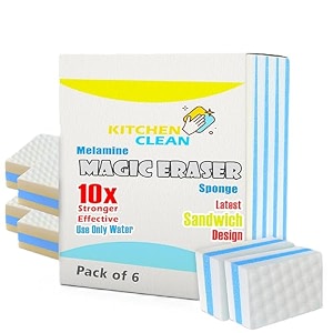 kitchen clean magic eraser sponge pack of 6  advanced melamine stain remover for pen marks wall stains switch boards taps glass shoes amp sneakers