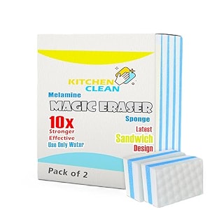 kitchen clean 4x stronger magic eraser sponge pack of 2  melamine multipurpose cleaning sponge for wall stains switch boards taps glass dashboard shoes amp sneakers
