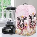 Kitchen Countertop Blender Cover with Drawstring Small Appliance Dust Protection 9.4”Lx7.2”Wx15.9”H Kitchen Blender Cover for Home Kitchen Decor Purple Flower Cow Print