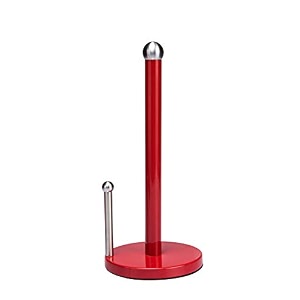 kitchen details countertop single tear paper towel holder free standing weighted bottom holds large rolls dispenser bar prevents unraveling red